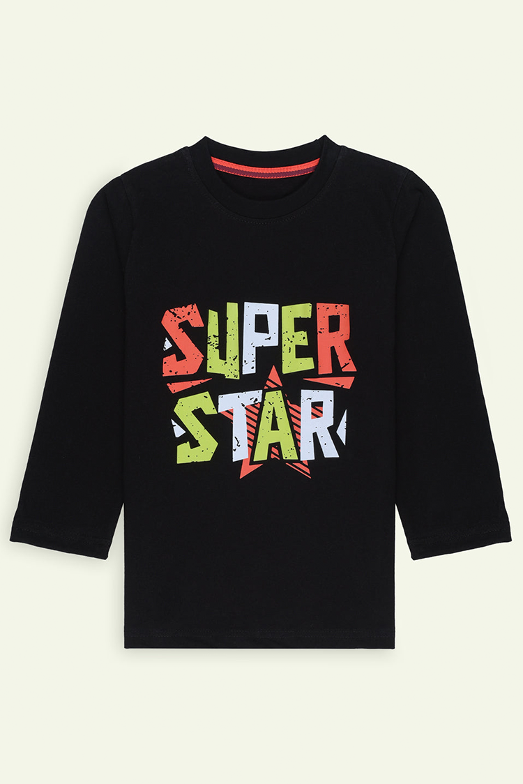 Picture of Ixample - Black SUPERSTAR Long Sleeve Tee - Available at Raja Sahib