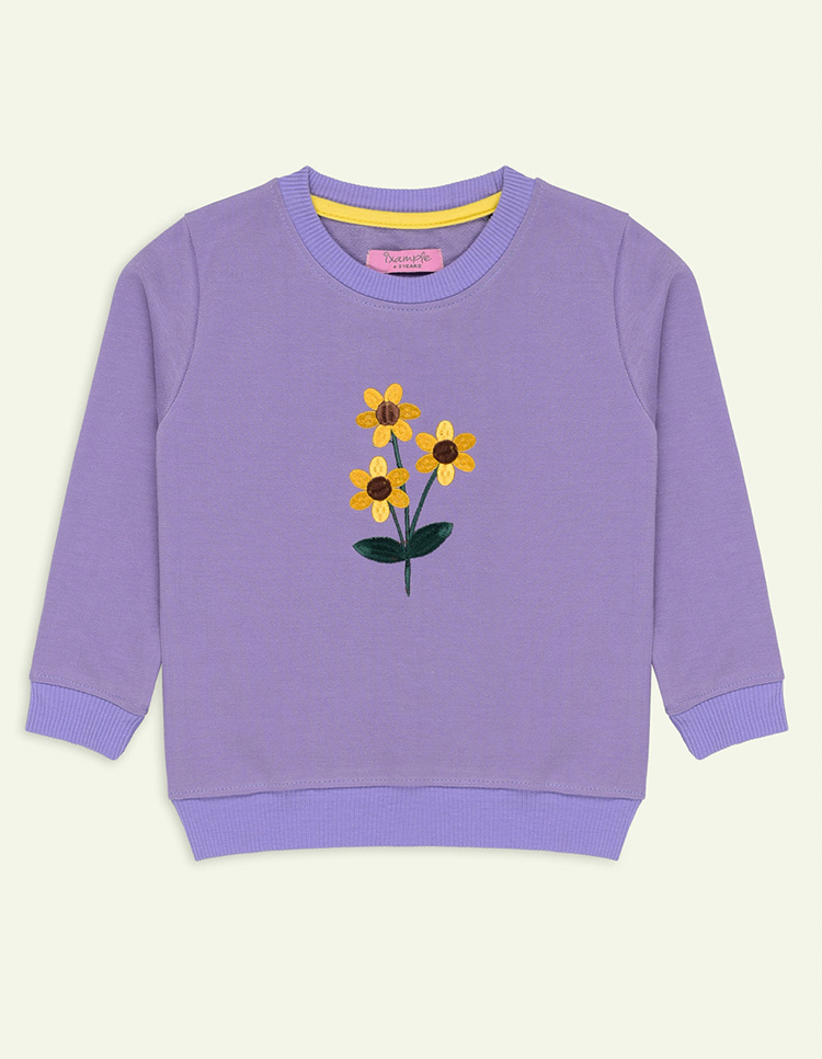 Picture of Ixample - Purple Floral Embroidered Sweatshirt - Available at Raja Sahib