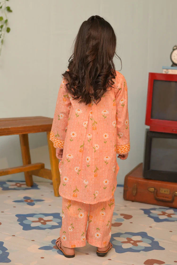 Picture of KAC-02806 | Peach & Multicolor | Casual 2 Piece Suit | Cotton Dobby Self - Available at Raja Sahib