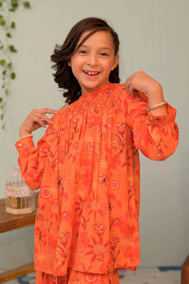 Picture of KAC-02959 | Orange & Multicolor | Casual 2 Piece Suit | Polyester Swiss Lawn - Available at Raja Sahib