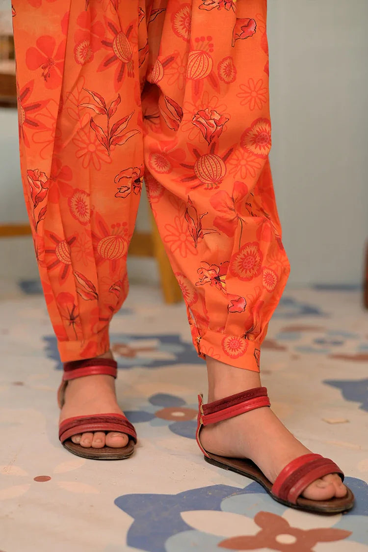 Picture of KAC-02959 | Orange & Multicolor | Casual 2 Piece Suit | Polyester Swiss Lawn - Available at Raja Sahib