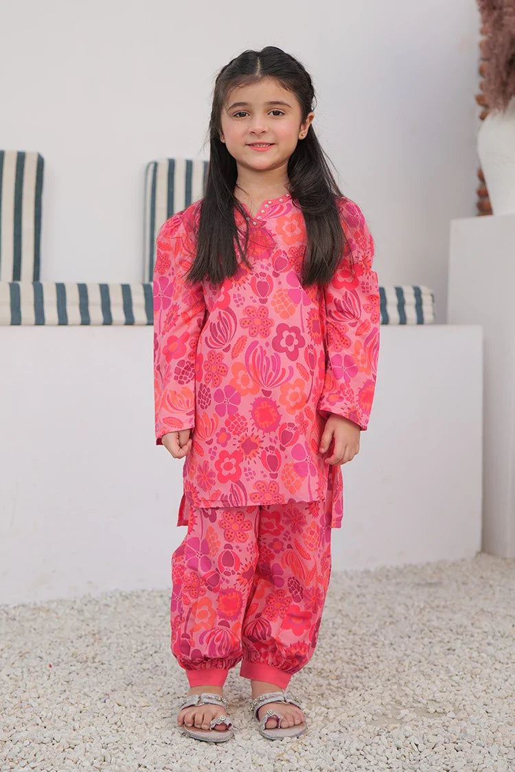 Picture of KAC-02987 | T.Pink & MultiColor | Casual 2 Piece Suit | Polyester Swiss Lawn - Available at Raja Sahib