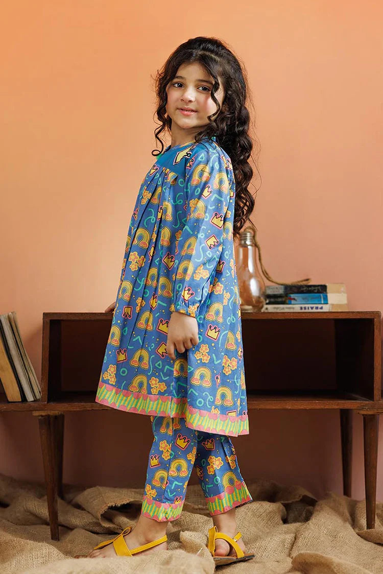 Picture of KAC-03046 | Blue & Multicolor | Casual 2 Piece Suit | Cotton Lawn Printed - Available at Raja Sahib