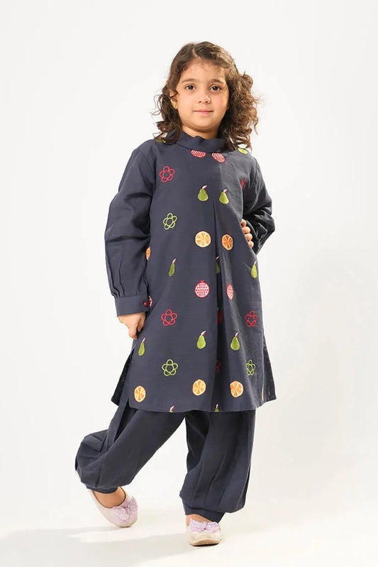 Picture of Kids winter clothes | N.Blue | Casual 2 Piece Suit | Cotton Khaddar Dyed | KAC-03175 - Available at Raja Sahib