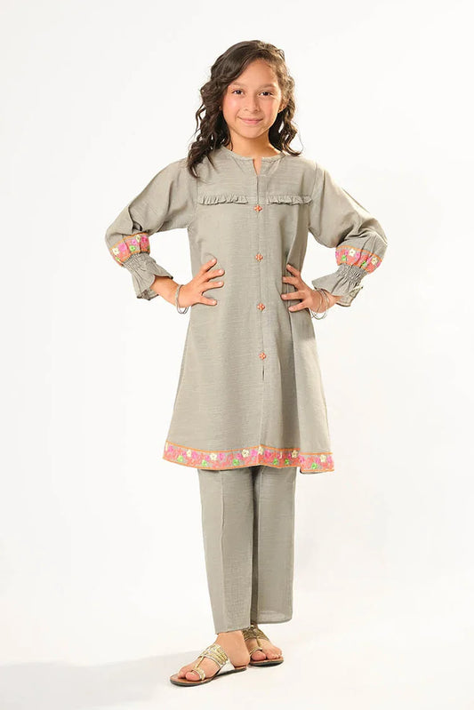 Picture of Kids winter clothes | Grey | Casual 2 Piece Suit | Cotton Khaddar Dyed | KAC-03181 - Available at Raja Sahib