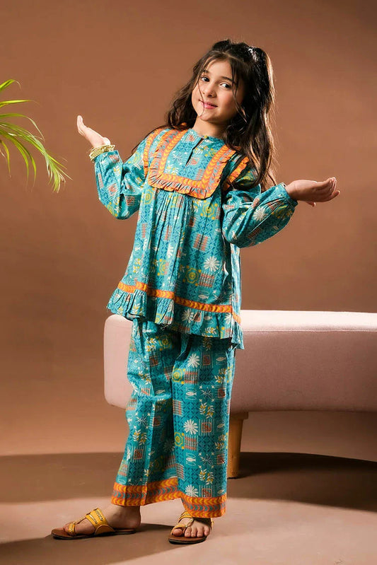 Picture of KAC-03337 | Sea Green & Multicolor | Casual 2 Piece Suit | Cotton Lawn Printed - Available at Raja Sahib