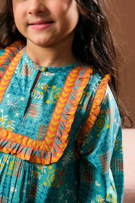 Picture of KAC-03337 | Sea Green & Multicolor | Casual 2 Piece Suit | Cotton Lawn Printed - Available at Raja Sahib