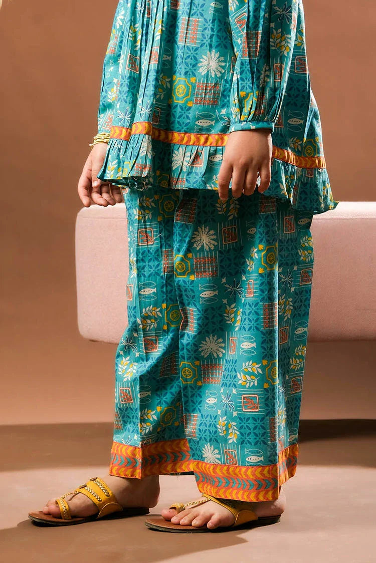 Picture of KAC-03337 | Sea Green & Multicolor | Casual 2 Piece Suit | Cotton Lawn Printed - Available at Raja Sahib
