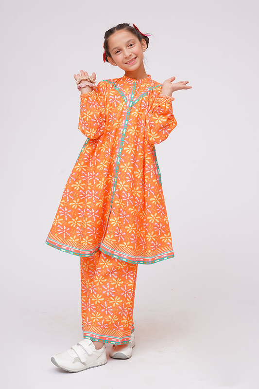 Senorita - Orange & Multicolor - Casual 2 Piece Suit - KAC-03583