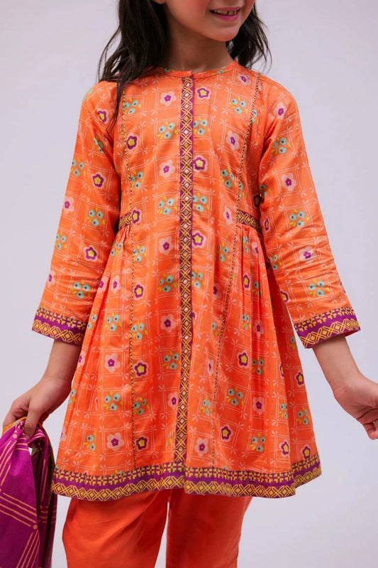 Picture of Senorita - KAD-02747 - Orange & Multicolor - Casual 3 Piece Suit - Cotton Lawn Printed - Available at Raja Sahib