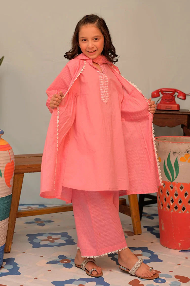 Picture of KAD-02880| Pink | Casual 3 Piece Suit | Cotton Self Dobby - Available at Raja Sahib