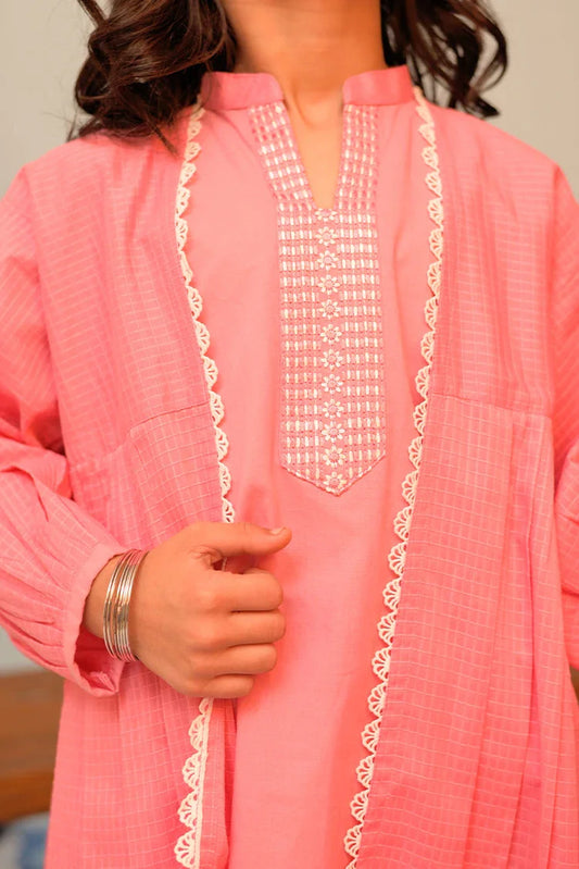 Picture of KAD-02880| Pink | Casual 3 Piece Suit | Cotton Self Dobby - Available at Raja Sahib