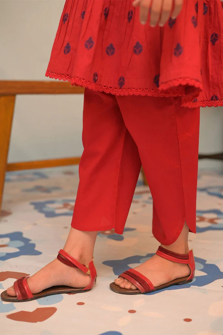 Picture of KAD-02922 | Red & Blue | Casual 3 Piece Suit | Cotton Jacquard - Available at Raja Sahib