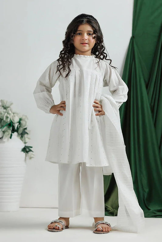Picture of KAD-03112 | White & Silver | Casual 3 Piece Suit | Cotton Plain - Available at Raja Sahib