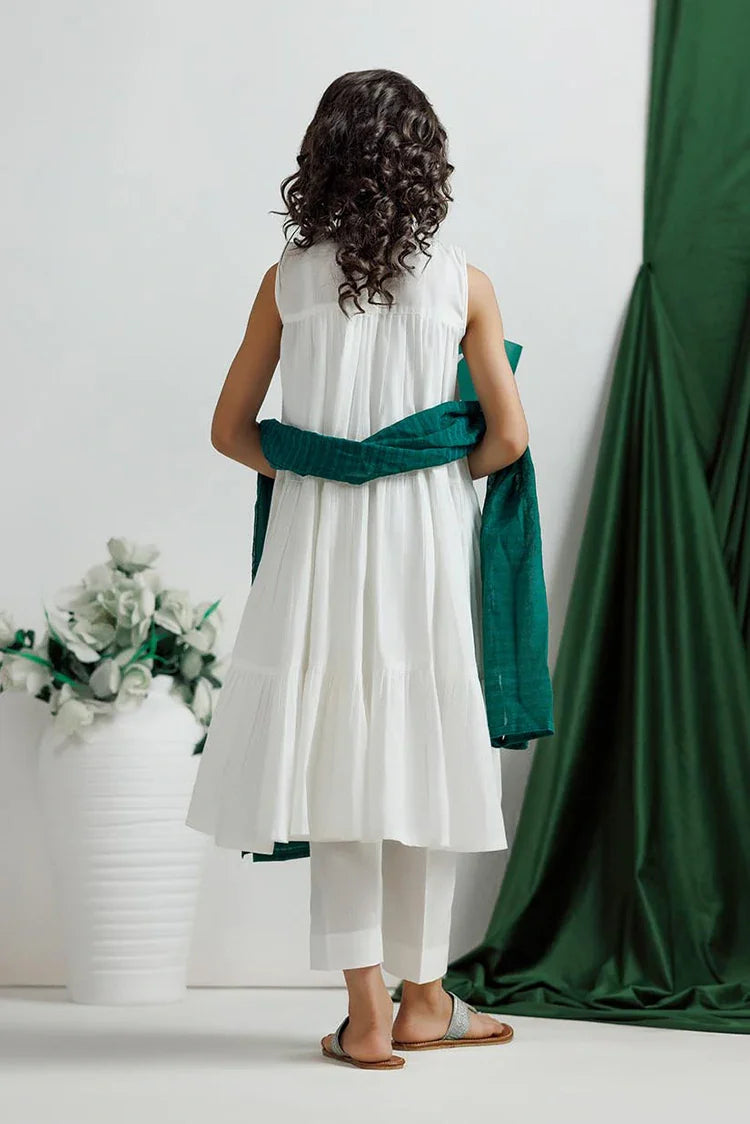 Picture of KAD-03113 | White | Casual 3 Piece Suit | Cotton Plain - Available at Raja Sahib