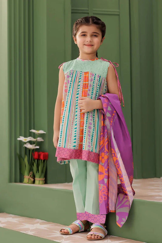 Picture of KAD-03124 | Sea Green & Multicolor | Casual 3 Piece Suit | Cotton Lawn Printed - Available at Raja Sahib