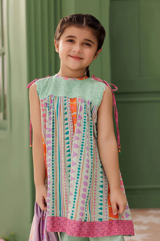 Picture of KAD-03124 | Sea Green & Multicolor | Casual 3 Piece Suit | Cotton Lawn Printed - Available at Raja Sahib