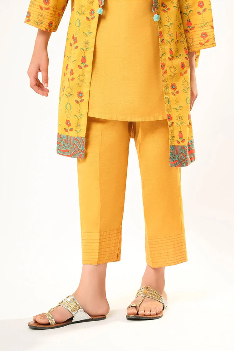 Picture of Kids winter clothes | Mustard & Multicolor | Casual 3 Piece Suit | Cotton Khaddar Printed | KAD-03191 - Available at Raja Sahib