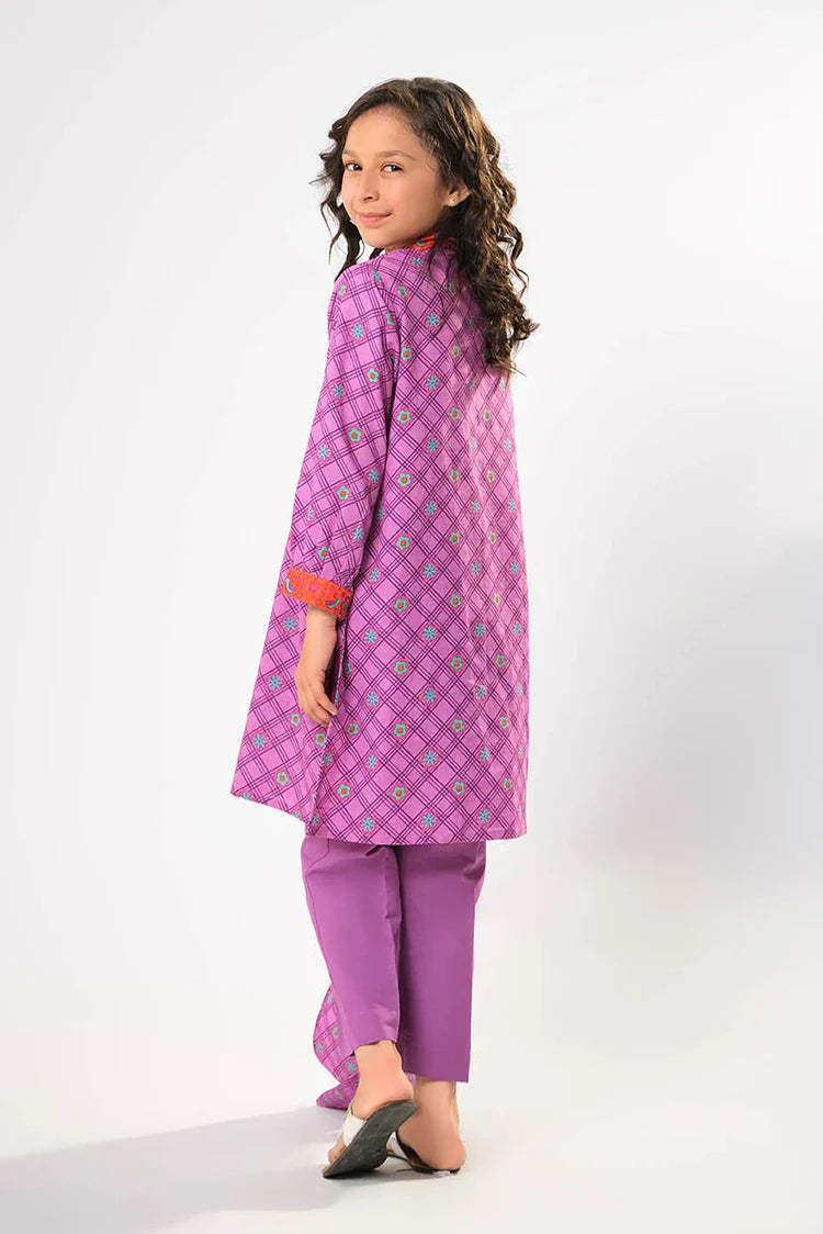 Picture of Kids winter clothes | Purple & Multicolor | Casual 3 Piece Suit | Cotton Khaddar Printed | KAD-03192 - Available at Raja Sahib