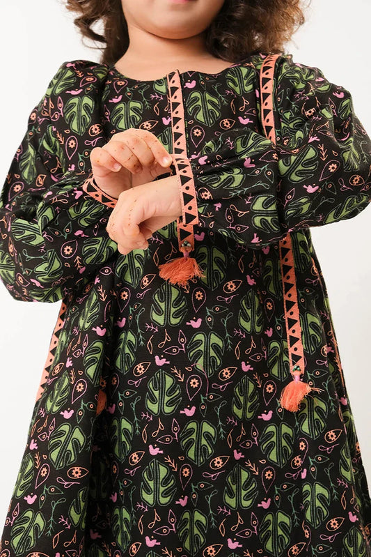 Picture of Kids winter clothes | Black & Multicolor | Casual 3 Piece Suit | Cotton Khaddar Printed | KAD-03193 - Available at Raja Sahib