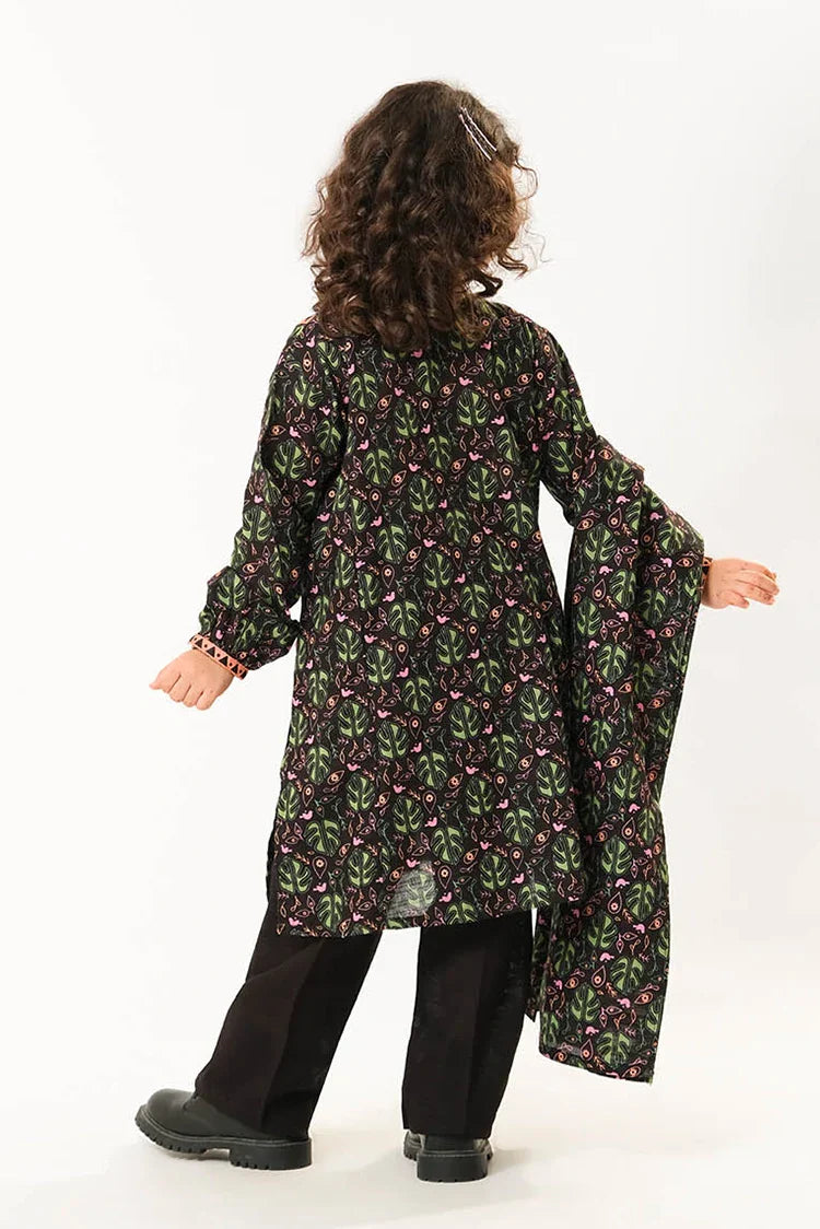 Picture of Kids winter clothes | Black & Multicolor | Casual 3 Piece Suit | Cotton Khaddar Printed | KAD-03193 - Available at Raja Sahib