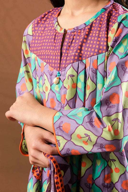 Picture of Senorita - Purple & Multicolor - Casual 3 Piece Suit - Cotton Lawn Printed - KAD-03320 - Available at Raja Sahib