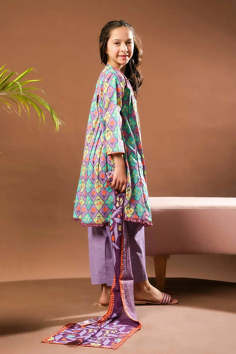 Picture of Senorita - Purple & Multicolor - Casual 3 Piece Suit - Cotton Lawn Printed - KAD-03320 - Available at Raja Sahib