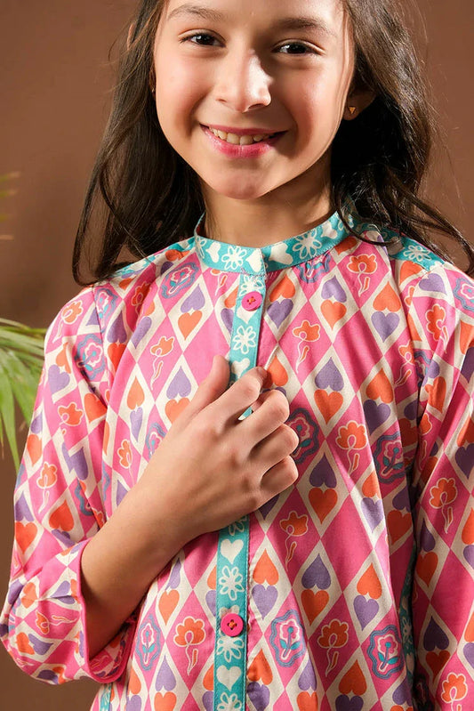 Picture of Senorita - Pink & Multicolor - Casual 3 Piece Suit - Cotton Lawn Printed - KAD-03335 - Available at Raja Sahib