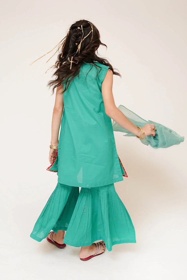 Picture of Senorita - Kids Casual Dress - Casual 3 Piece Suit - Cotton Plain Embroidery - KAD-03422 - Available at Raja Sahib
