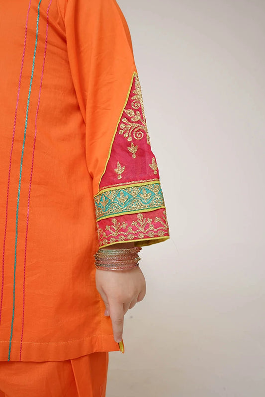 Picture of Senorita - Kids Casual Dress - Casual 3 Piece Suit - Cotton Plain Embroidery - KAD-03423 - Available at Raja Sahib