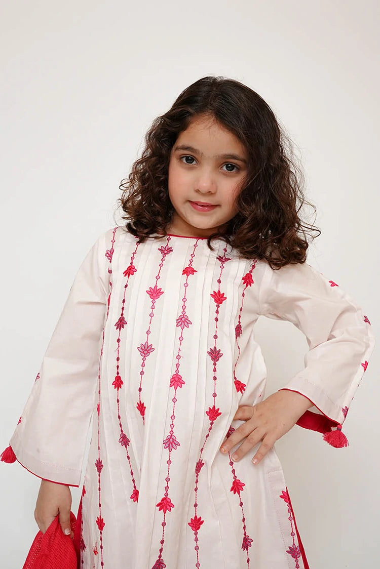 Picture of Senorita - Kids Casual Dress - Casual 3 Piece Suit - Cotton Plain Embroidery - KAD-03425 - Available at Raja Sahib