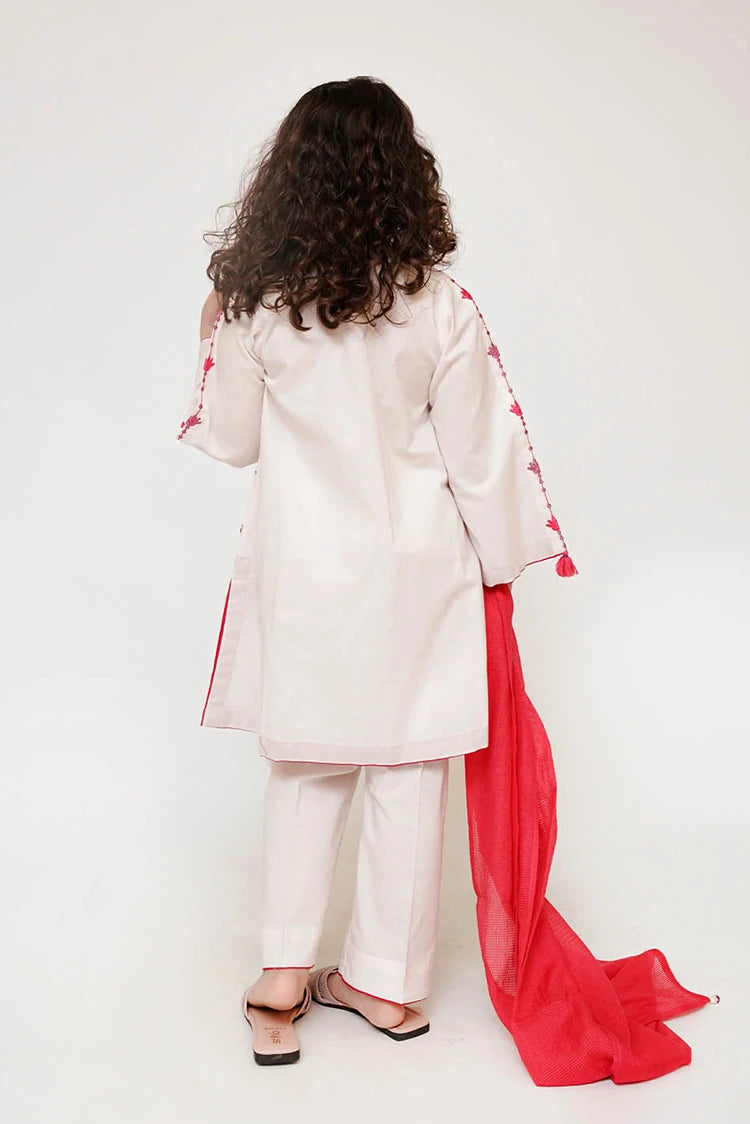 Picture of Senorita - Kids Casual Dress - Casual 3 Piece Suit - Cotton Plain Embroidery - KAD-03425 - Available at Raja Sahib