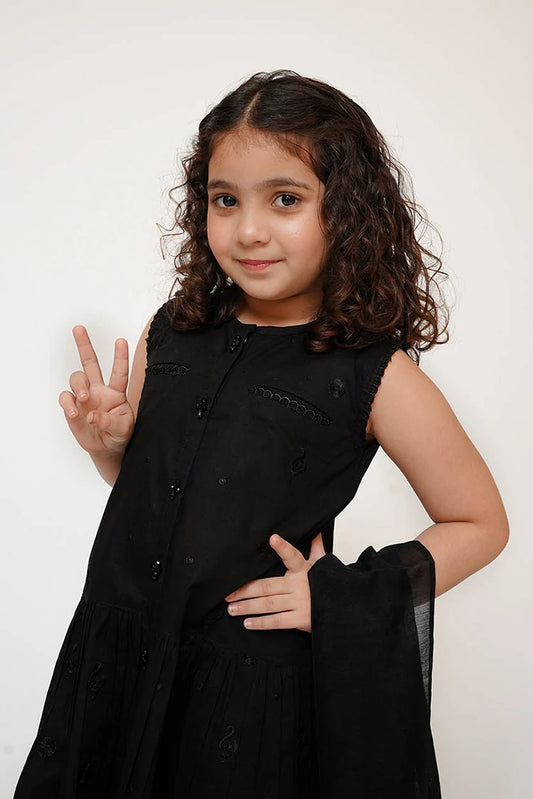 Picture of Senorita - Kids Casual Dress - Black - Casual 3 Piece Suit - KAD-03427 - Available at Raja Sahib