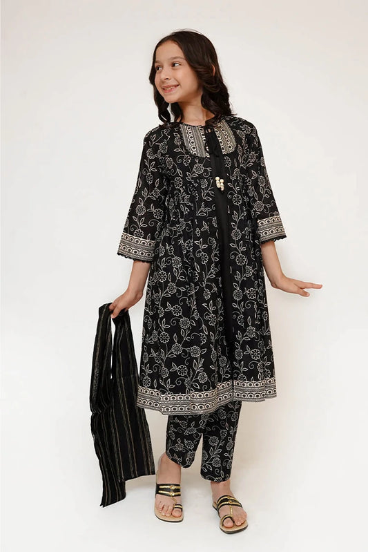 Picture of Senorita - Kids Eid Dress - Black & White - Casual 3 Piece Suit - KAD-03429 - Available at Raja Sahib
