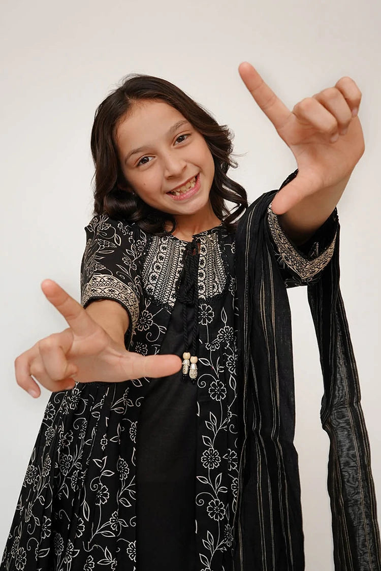 Picture of Senorita - Kids Eid Dress - Black & White - Casual 3 Piece Suit - KAD-03429 - Available at Raja Sahib
