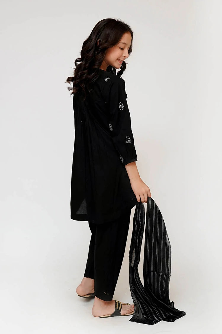 Picture of Senorita - Kids Eid Dress - Black & White - Casual 3 Piece Suit - KAD-03429 - Available at Raja Sahib