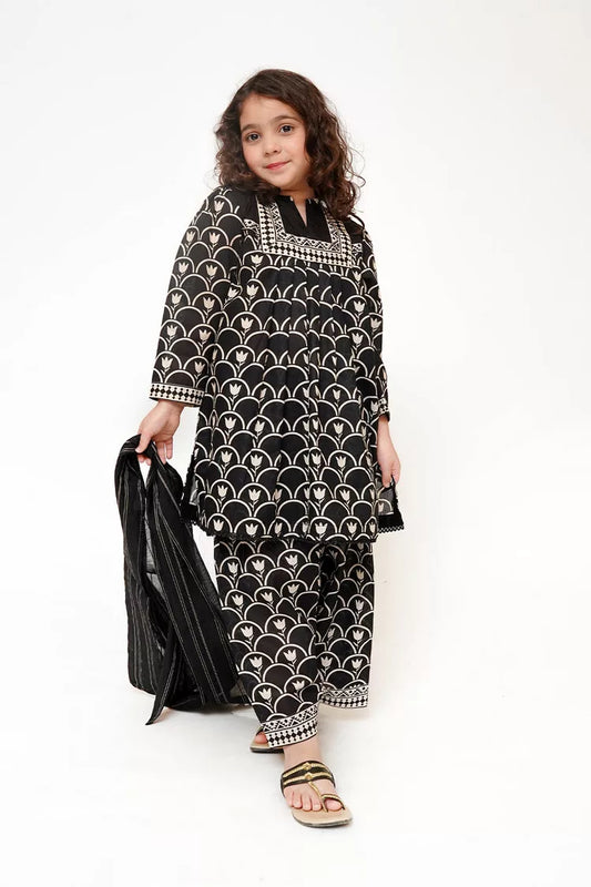 Picture of Senorita - Kids Casual Dress - Black & Fawn - Casual 3 Piece Suit - KAD-03497 - Available at Raja Sahib