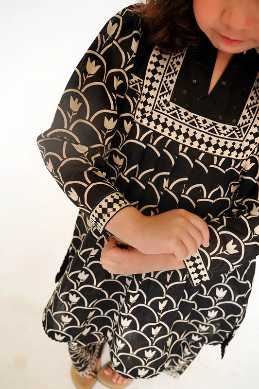 Picture of Senorita - Kids Casual Dress - Black & Fawn - Casual 3 Piece Suit - KAD-03497 - Available at Raja Sahib