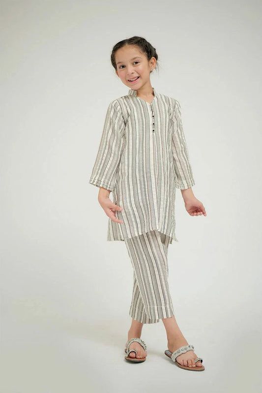 Picture of Senorita - KBC-02670 - White & Black - Casual 2 Piece Suit - Cotton Jacquard - Available at Raja Sahib