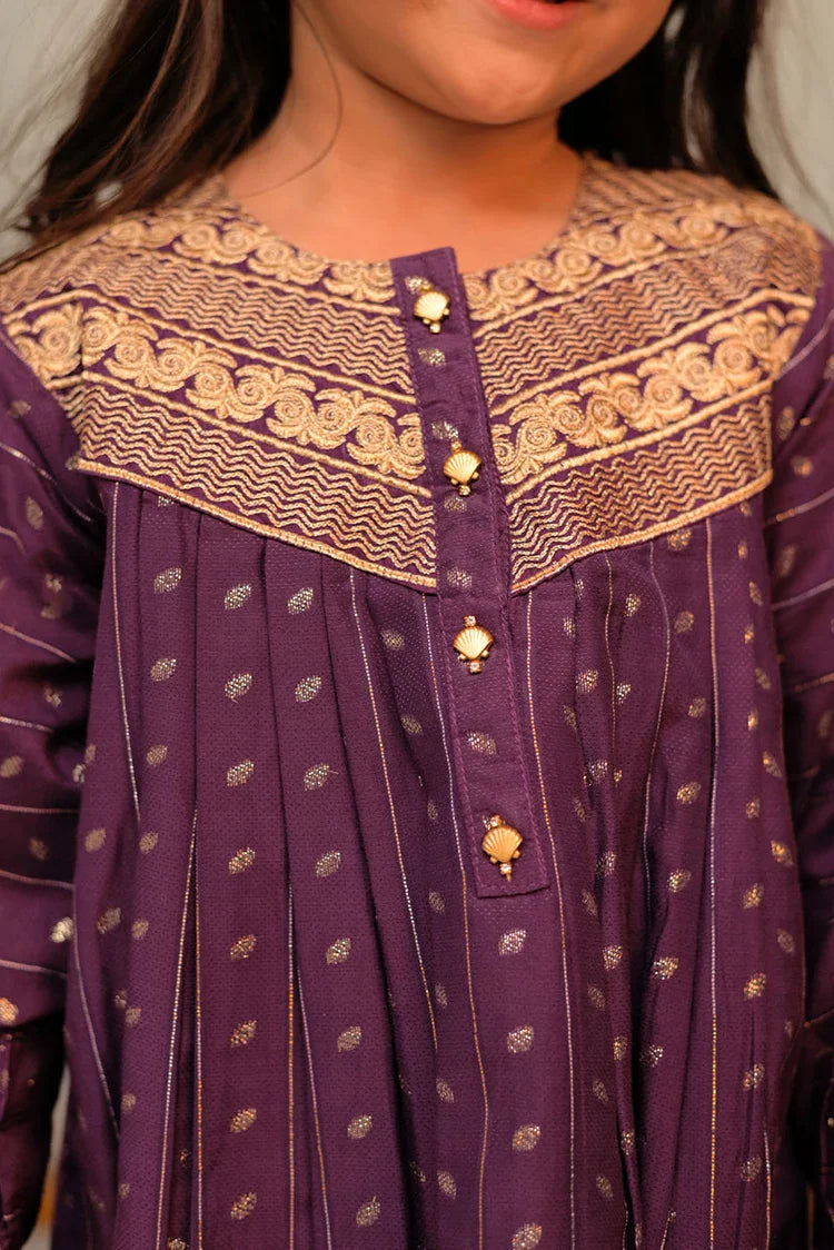 Picture of KBD-02710 | Purple & Gold | Casual Plus 3 Piece Suit | Viscose Filament Jacquard - Available at Raja Sahib