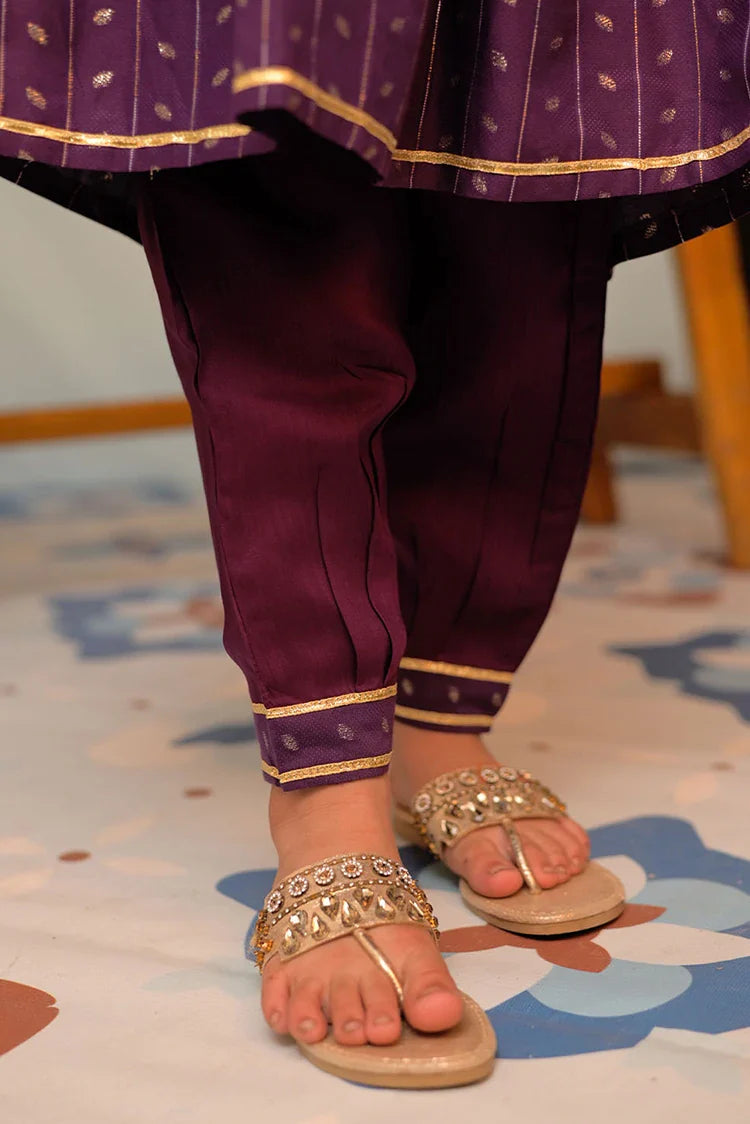 Picture of KBD-02710 | Purple & Gold | Casual Plus 3 Piece Suit | Viscose Filament Jacquard - Available at Raja Sahib