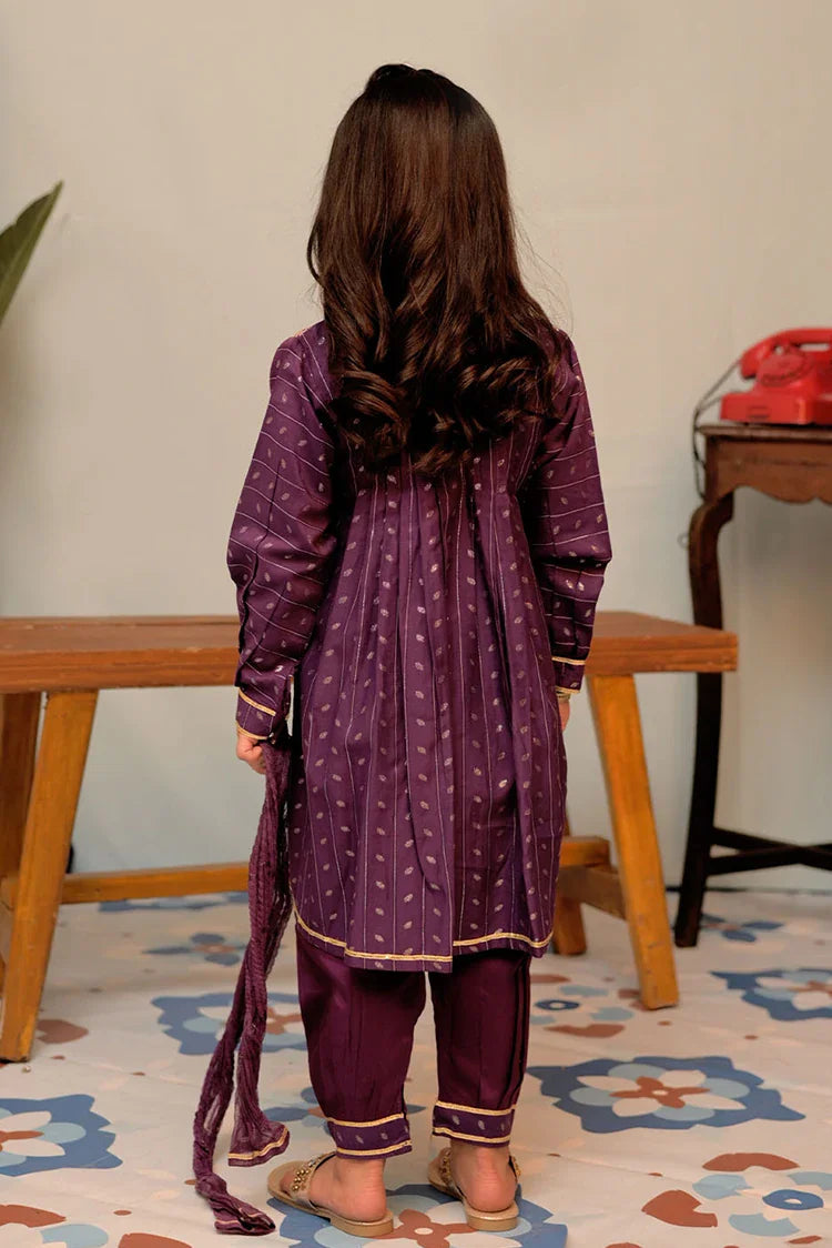 Picture of KBD-02710 | Purple & Gold | Casual Plus 3 Piece Suit | Viscose Filament Jacquard - Available at Raja Sahib