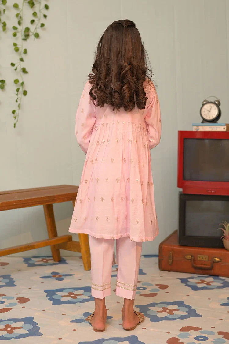 Picture of KBD-02839 | Pink & Gold | Casual Plus 3 Piece Suit | Cotton Jacquard - Available at Raja Sahib