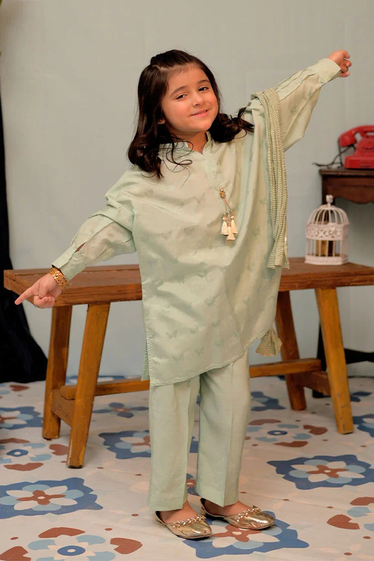 Picture of KBC-02840 | Sea Green | Casual Plus 3 Piece Suit | Viscose Jacquard - Available at Raja Sahib