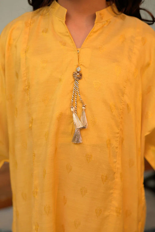 Picture of KBC-02841 | Yellow | Casual Plus 3 Piece Suit | Viscose Jacquard - Available at Raja Sahib