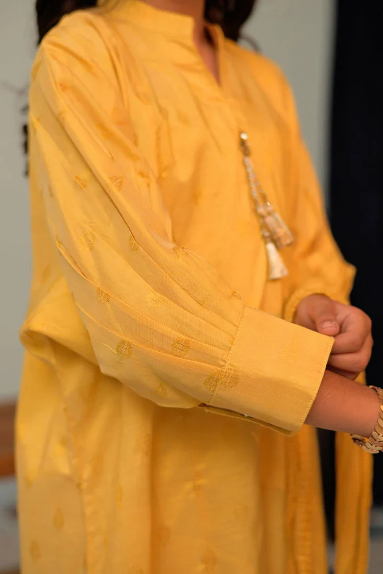 Picture of KBC-02841 | Yellow | Casual Plus 3 Piece Suit | Viscose Jacquard - Available at Raja Sahib