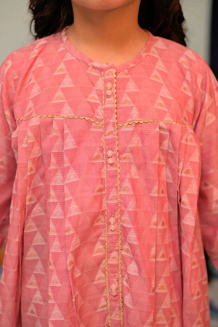 Picture of KBD-02842 | T.Pink & Multicolor | Casual Plus 3 Piece Suit | Cotton Jacquard - Available at Raja Sahib