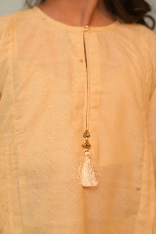 Picture of KBD-02844 | Fawn & Gold | Casual Plus 3 Piece Suit | Cotton Jacquard - Available at Raja Sahib