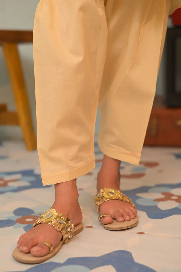 Picture of KBD-02844 | Fawn & Gold | Casual Plus 3 Piece Suit | Cotton Jacquard - Available at Raja Sahib
