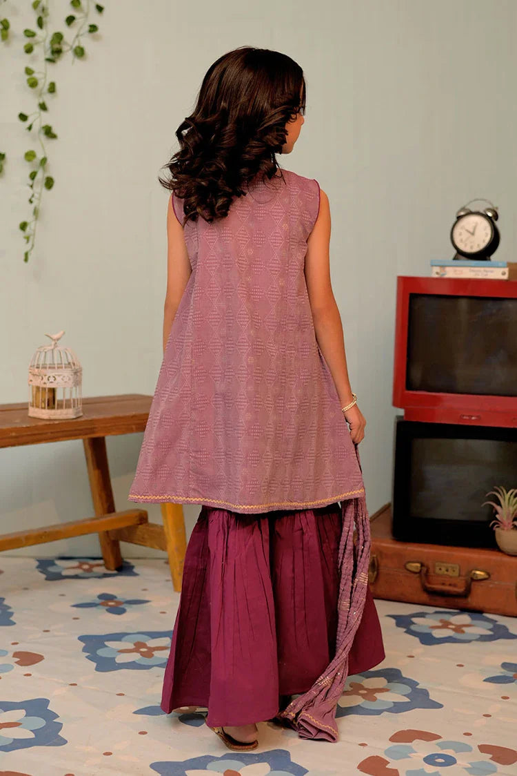 Picture of KBD-02845| Magenta & Gold | Casual Plus 3 Piece Suit | Cotton Jacquard - Available at Raja Sahib